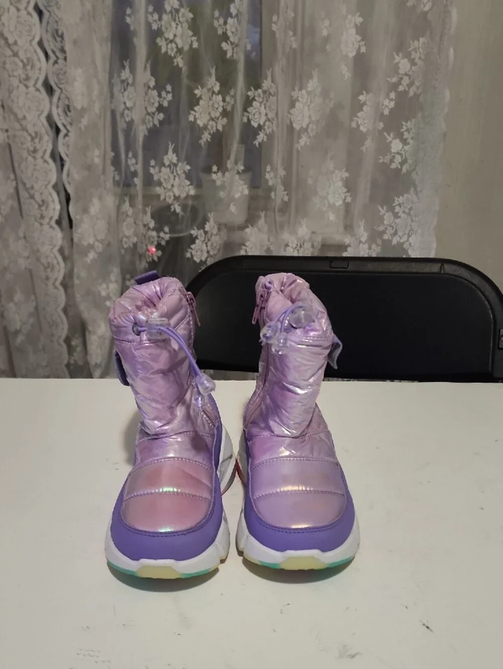 Kids Iridescent Purple Snow Boots